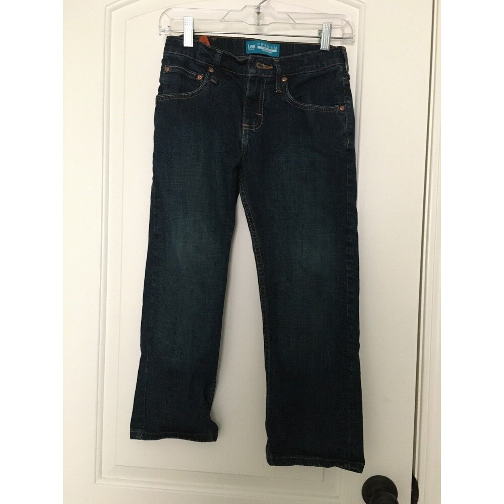 Lee Boys Blue Jeans Straight Fit Zip Button Size 8 Husky